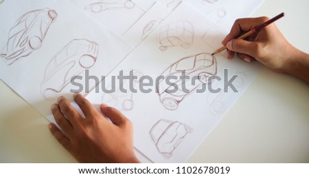 Graphic designer Work drawing sketch design developement Prototype car Automotive industrial creative visual concept