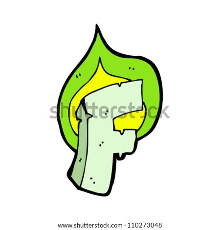 cartoon flaming green letter f