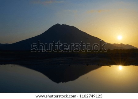 Mountains of Shiga in Japan, sunrise in Mikamiyama                               