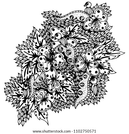 Abstract, floral pattern .Vector illustration, hand drawn doodle