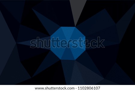 Dark BLUE vector gradient triangles texture with a gem in a centre. Colorful illustration in a polygonal style. Best triangular design for your business.