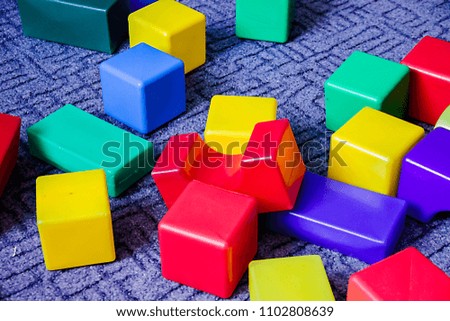 pictured in the photo a lot of colorful foam cubes