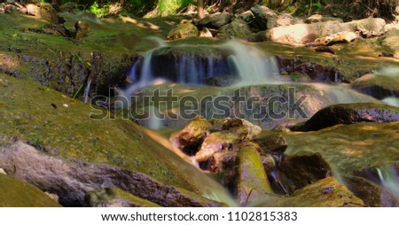 A flowing stream through rocks
