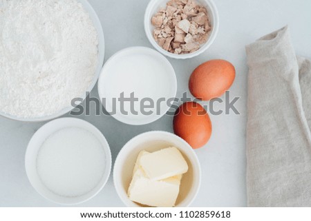 Ingredients for yeast dough preparation.