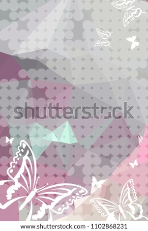 Abstract vertical background with flying butterflies. Raster clip art.