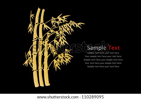 Golden bamboo isolated on black background, with sample text
