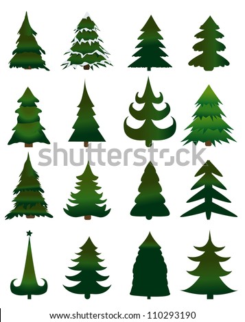 Set of Christmas trees vector