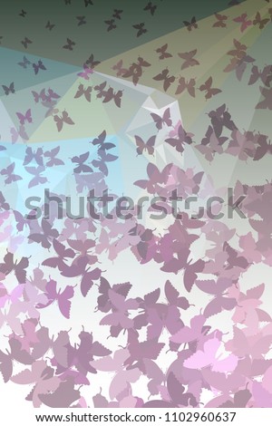 Abstract vertical background with flying butterflies. Raster clip art.
