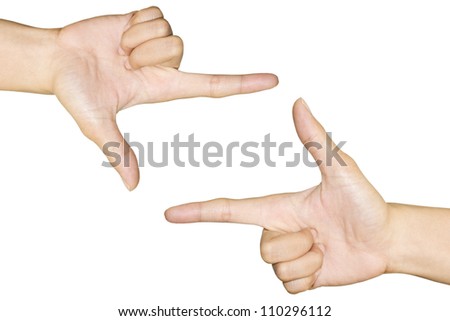 hand symbol that means frame on white background