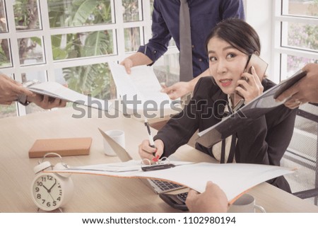 Young woman manager busy for signing of business document