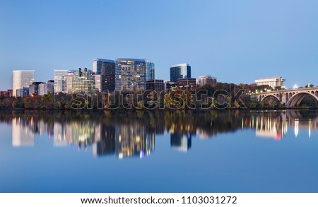 Cityscape of Arlington County, Virginia, the second largest principal city of the Washington DC Metropolitan Area. Royalty-Free Stock Photo #1103031272