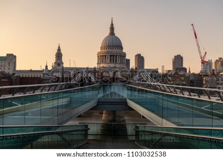 The millenium bridge with St Pauls cathedral at the end of it