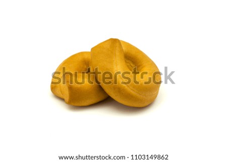 Fresh bagels cookies on a white background, close up, isolated