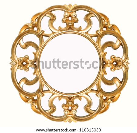 old antique gold frame isolated on white