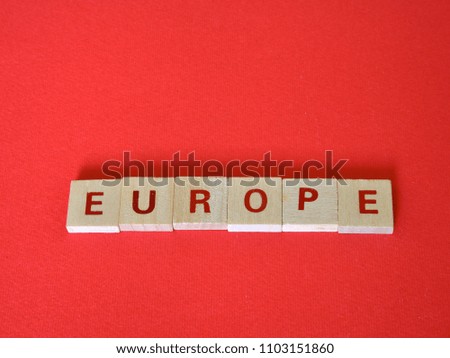 the word Europe composed with the letters of a puzzle