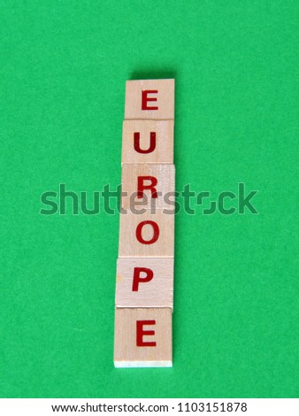 the word Europe composed with the letters of a puzzle