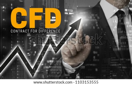 CFD concept is shown by businessman. Royalty-Free Stock Photo #1103153555