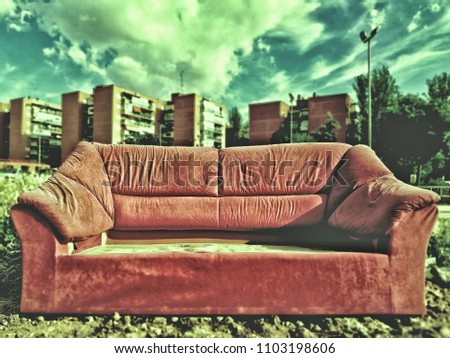 sofa in the street like in the matrix movie