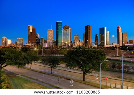 Houston skyline blue hour