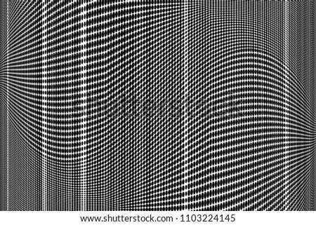 Grunge halftone dots striped pattern, Black pixels. Modern dotted vector illustration. Abstract wavy lines. Points backdrop. Grungy spotted pattern