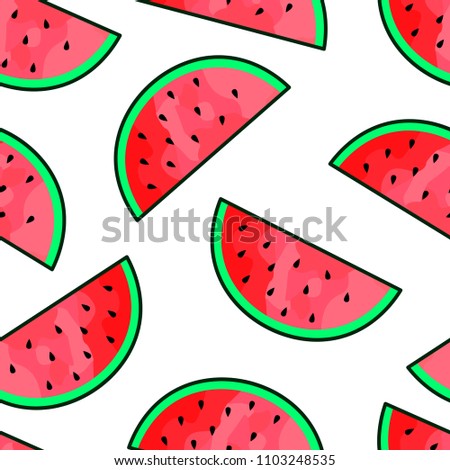 Watermelon seamless pattern for wallpapers, textiles, papers, fabrics, web pages. Fruit ornament, vintage style, hand-drawn
