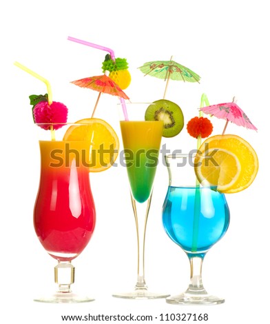 Stock image of alcohol cocktails over white background