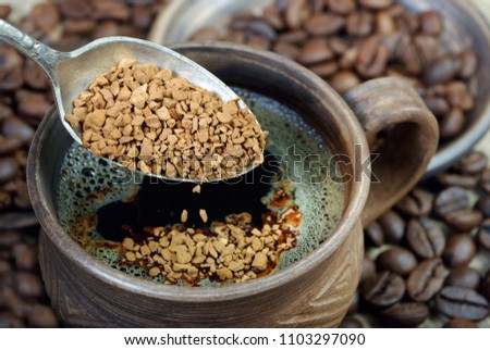 spoon of instant coffee close-up
