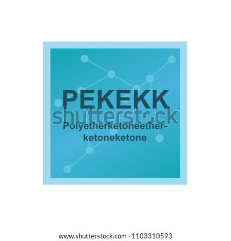 Vector symbol of Polyetherketoneetherketoneketone (PEKEKK) polymer on the background from connected macromolecules
