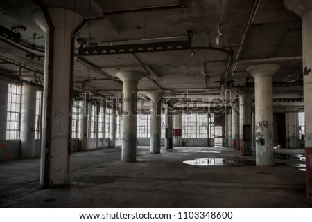 Inteior of abandoned industrial building.