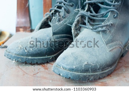 black boots in military  style