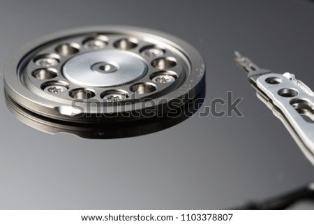 close up hard disk drive. technology concept. selective focus 