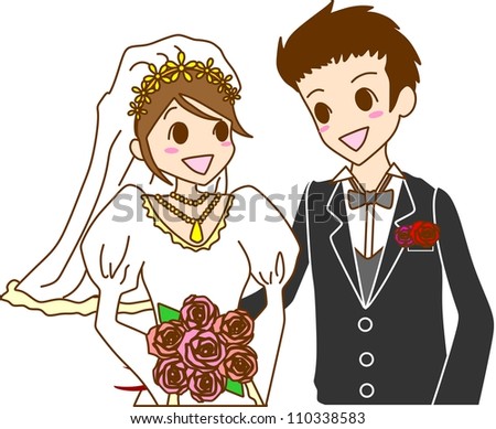 Illustration bride and groom