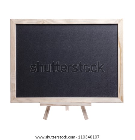 empty blackboard with wooden frame isolated on white background