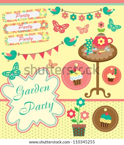 garden party cute collection. vector illustration