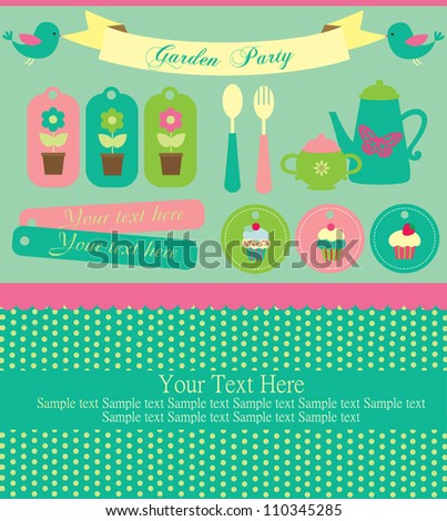 garden party cute collection. vector illustration