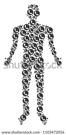 Phone number human avatar. Vector phone number icons are composed into male mosaic.