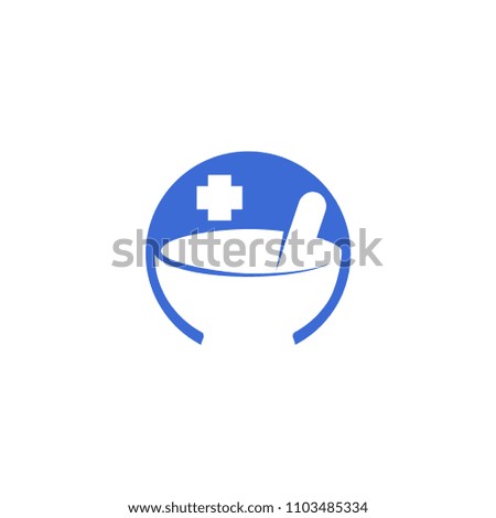 medical pharmacy blue logo icon vector template