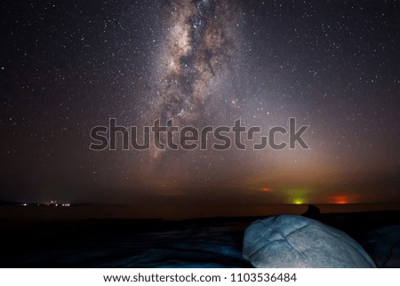 Milky Way Galaxy at Kudat, Sabah Malaysia. Long exposure photograph.With grain
