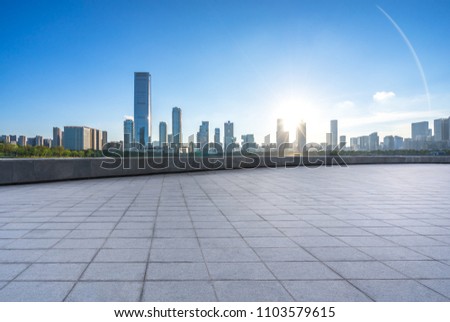 city skyline with empty square in shenzhen china