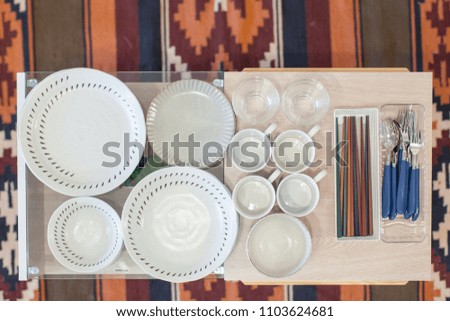 cutlery and dishes for guests