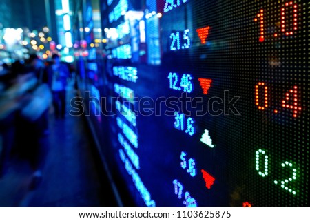 Hong Kong display stock market charts Royalty-Free Stock Photo #1103625875