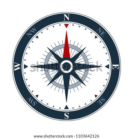Vector compass rose on white background. Vector compass design