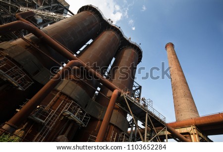 View of a steel factory in an old industrial park