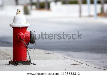 Red fire hydrant isolated with street in the background