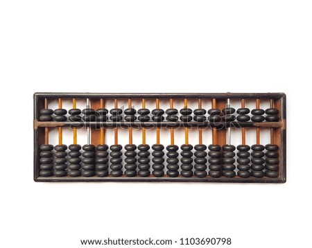 Vintage old abacus calculator on white background, Vintange calculator in concept of financial.