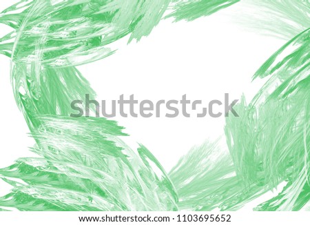 Green color toned monochrome abstract fractal illustration. Raster clip art.
