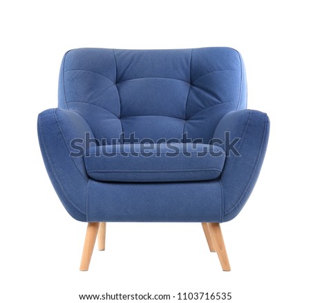 Comfortable armchair on white background. Interior element Royalty-Free Stock Photo #1103716535