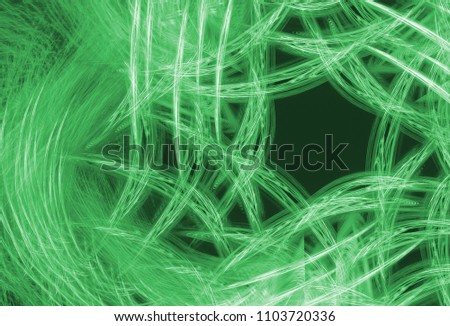 Green color toned monochrome abstract fractal background. Design element for graphics artworks. Digital collage.Raster clip art.