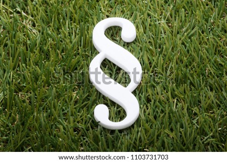 High Angle View Of White Paragraph Symbol On Green Grass