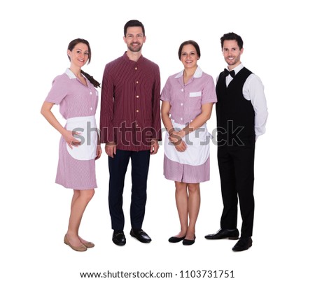 Portrait Of Happy Staff Isolated On White Background